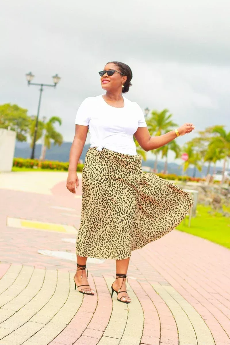 How To Make A Leopard Print Skirt Outfit Look Chic | Leopard Print Midi Pleated Skirt | Travel Beauty Blog