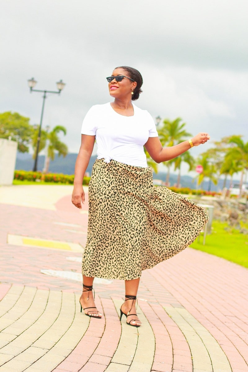 yellow animal print skirt