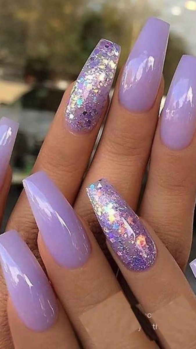 Long nails cute nails stylish nails bright summer nails lavender nail artacrylic gel