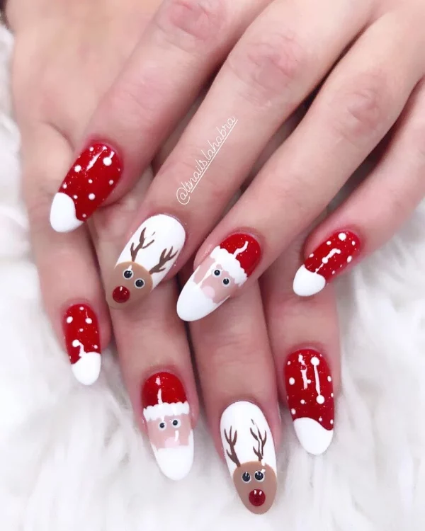 Red and White Santa Christmas Nails | Travel Beauty Blog