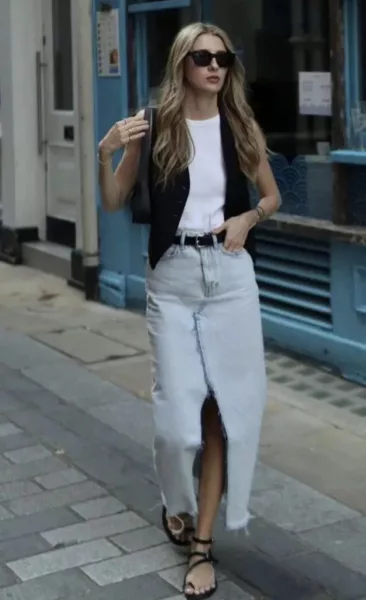 These Stylish Long Denim Skirt Outfits are bringing back the '90s Nostalgia