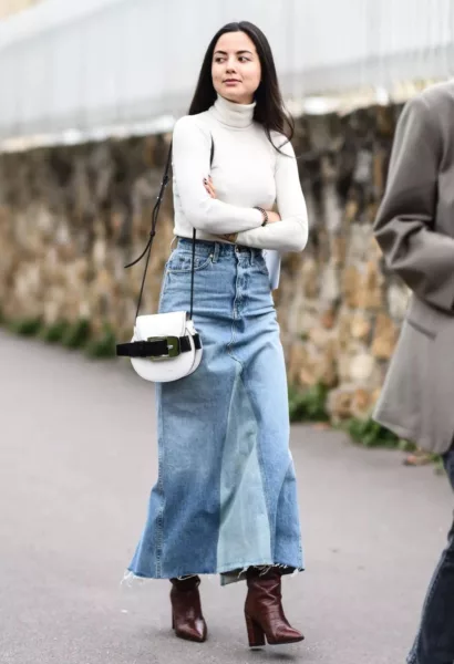 These Stylish Long Denim Skirt Outfits are bringing back the '90s Nostalgia